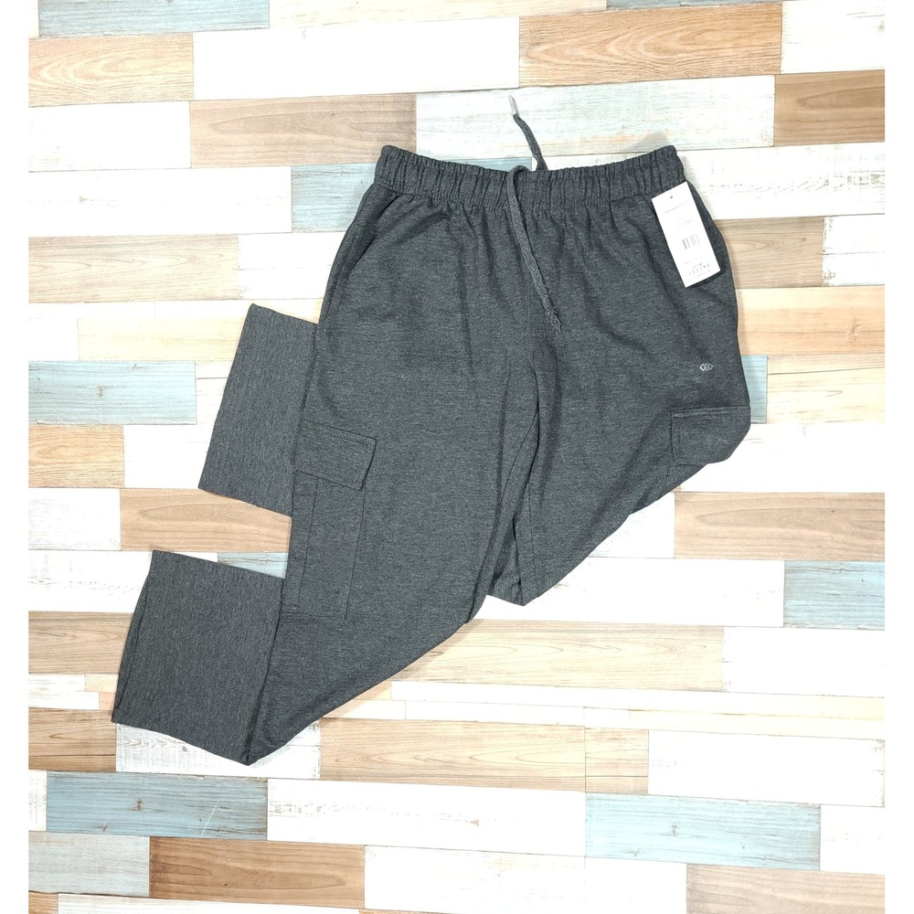 LEG3ND Women Charcoal Heather Cargo Sweatpants Drawstring Joggers L40329S Small